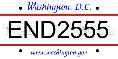END2555 District Of Columbia License Plate