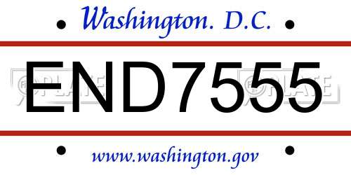 END7555 District Of Columbia License Plate