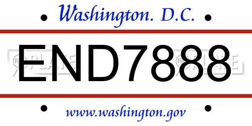 END7888 District Of Columbia License Plate