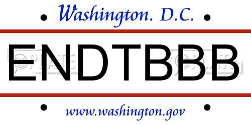 ENDTBBB District Of Columbia License Plate
