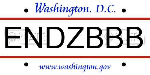 ENDZBBB District Of Columbia License Plate