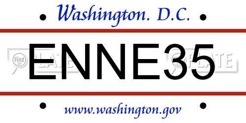 ENNE35 District Of Columbia License Plate