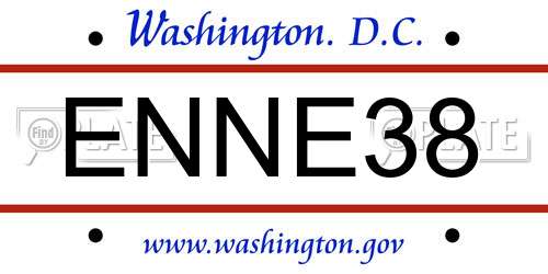ENNE38 District Of Columbia License Plate