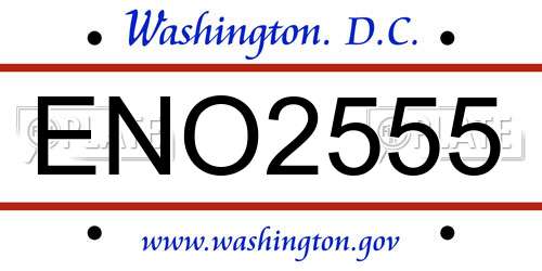 ENO2555 District Of Columbia License Plate