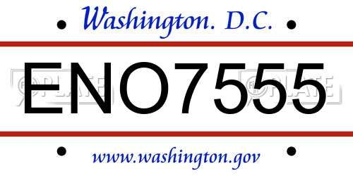 ENO7555 District Of Columbia License Plate