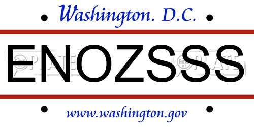 ENOZSSS District Of Columbia License Plate