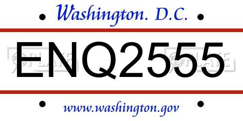 ENQ2555 District Of Columbia License Plate