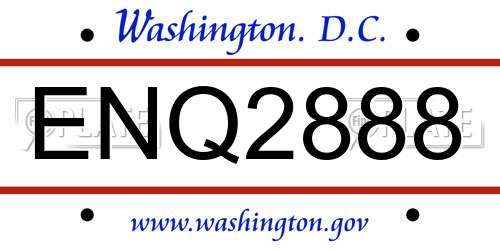 ENQ2888 District Of Columbia License Plate