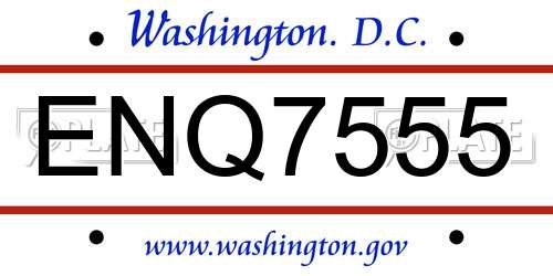 ENQ7555 District Of Columbia License Plate