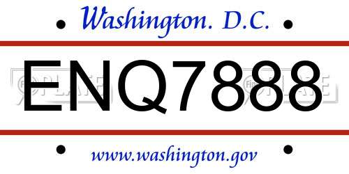 ENQ7888 District Of Columbia License Plate