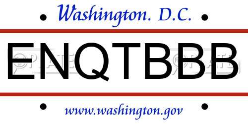 ENQTBBB District Of Columbia License Plate