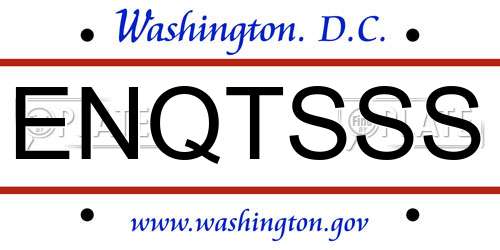 ENQTSSS District Of Columbia License Plate