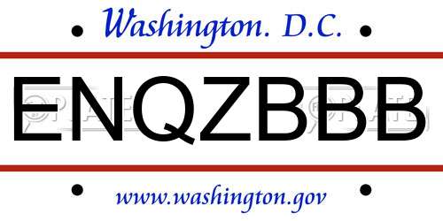 ENQZBBB District Of Columbia License Plate