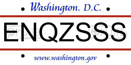 ENQZSSS District Of Columbia License Plate