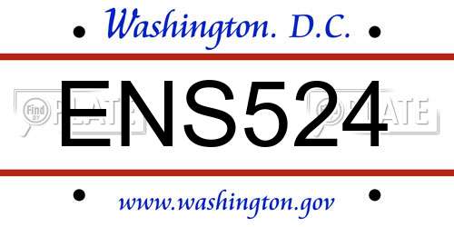 ENS524 District Of Columbia License Plate