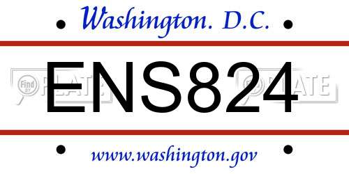 ENS824 District Of Columbia License Plate