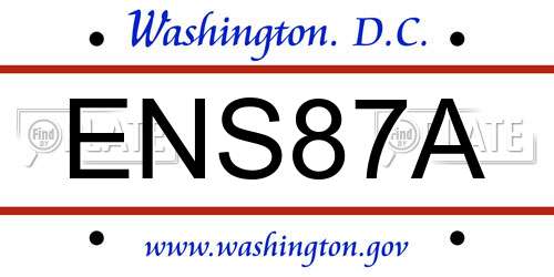 ENS87A District Of Columbia License Plate