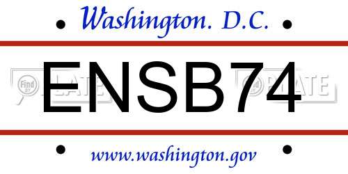 ENSB74 District Of Columbia License Plate