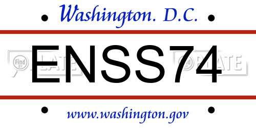 ENSS74 District Of Columbia License Plate