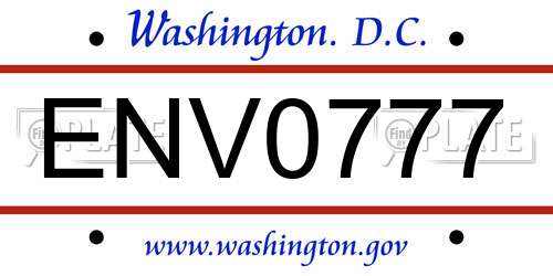ENV0777 District Of Columbia License Plate