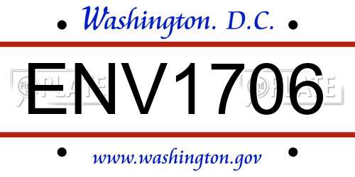 ENV1706 District Of Columbia License Plate