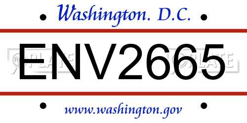 ENV2665 District Of Columbia License Plate