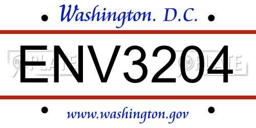 ENV3204 District Of Columbia License Plate