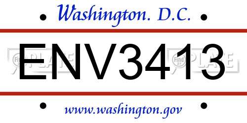 ENV3413 District Of Columbia License Plate