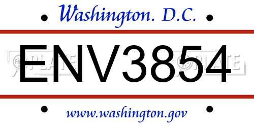 ENV3854 District Of Columbia License Plate