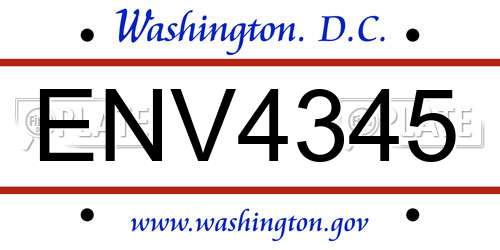 ENV4345 District Of Columbia License Plate