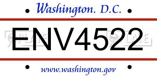 ENV4522 District Of Columbia License Plate
