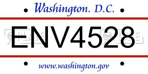 ENV4528 District Of Columbia License Plate