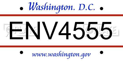 ENV4555 District Of Columbia License Plate
