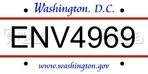 ENV4969 District Of Columbia License Plate