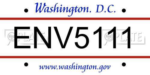 ENV5111 District Of Columbia License Plate