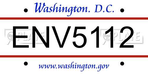 ENV5112 District Of Columbia License Plate