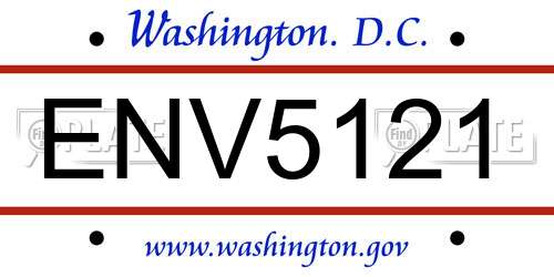 ENV5121 District Of Columbia License Plate