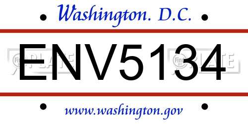 ENV5134 District Of Columbia License Plate