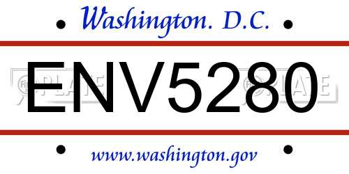 ENV5280 District Of Columbia License Plate