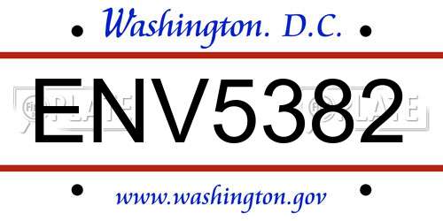 ENV5382 District Of Columbia License Plate