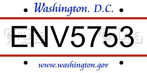 ENV5753 District Of Columbia License Plate