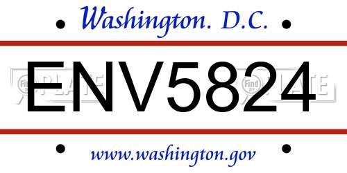 ENV5824 District Of Columbia License Plate