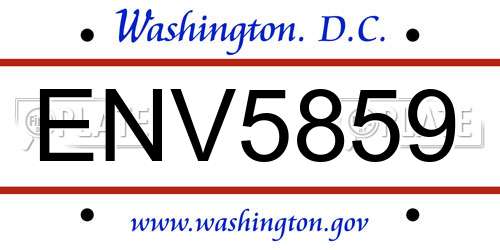 ENV5859 District Of Columbia License Plate