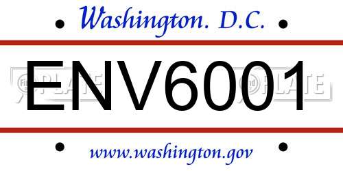 ENV6001 District Of Columbia License Plate