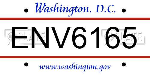 ENV6165 District Of Columbia License Plate