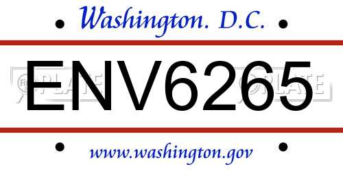 ENV6265 District Of Columbia License Plate