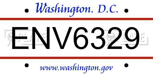 ENV6329 District Of Columbia License Plate