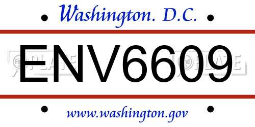 ENV6609 District Of Columbia License Plate