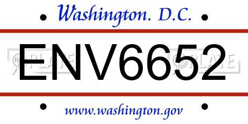 ENV6652 District Of Columbia License Plate