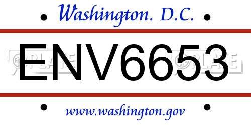 ENV6653 District Of Columbia License Plate